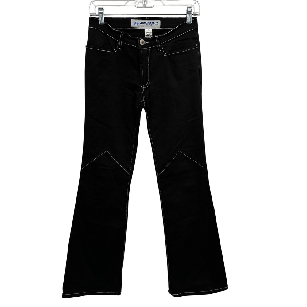 Anchor Blue Brand Vintage Black Flare Pants Contrast Stitch Y2K Size 0 USA Made
